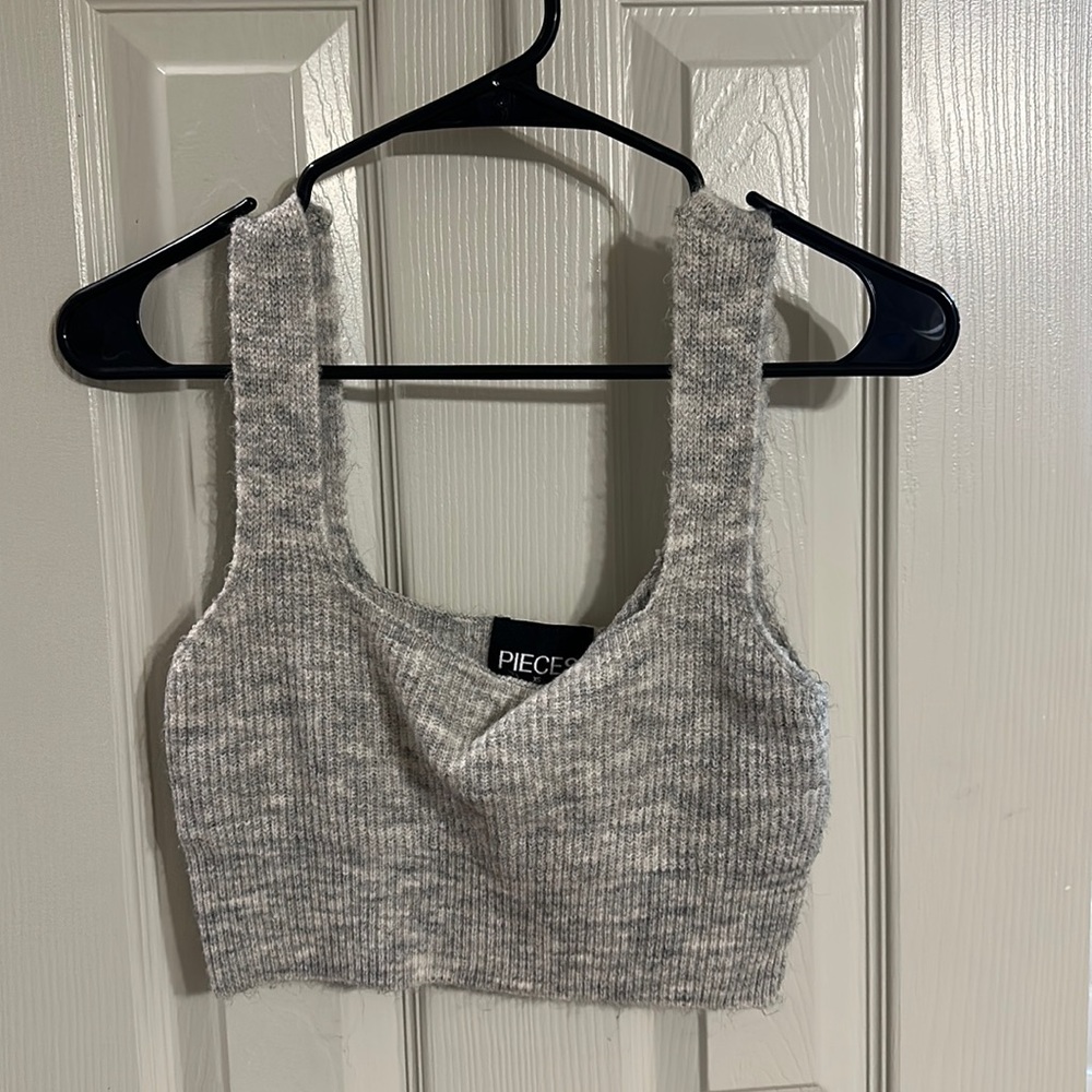 Grey Knit Crop Top